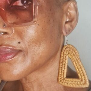 Woven Tan Raffia Earrings